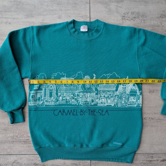 Vintage Crazy shirts Carmel By The Sea Green All over Graphic Sweatshirt Medium - Picture 6 of 15